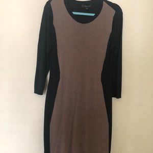 Black And Taupe Color Block Dress